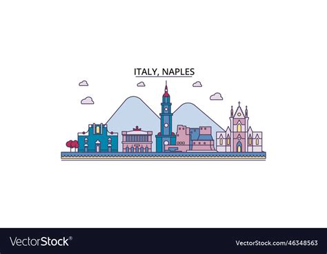 Italy naples tourism landmarks city Royalty Free Vector