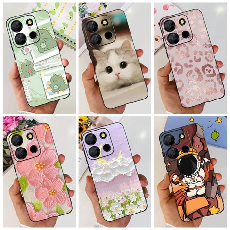 Infinix Smart X Case Cute Flower Cat Astronaut Painted Soft