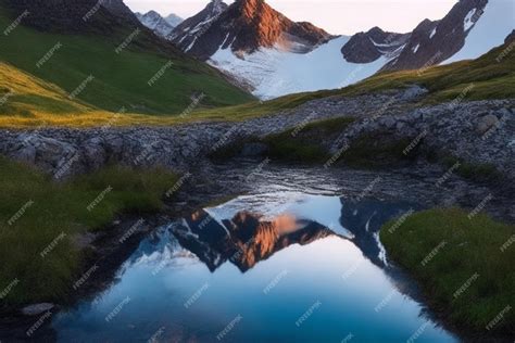 Premium AI Image | Wallpaper Desktop Mountain Range Reflected In Calm ...