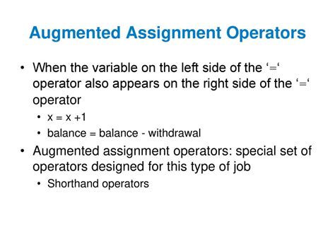 Topics Augmented Assignment Operators Sentinels Input Validation Loops