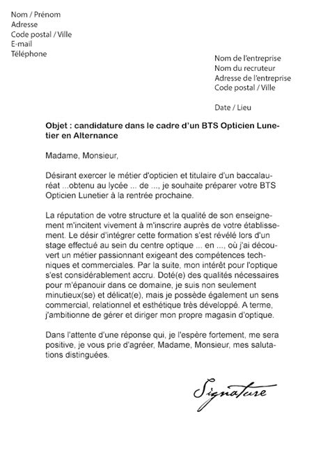 Lettre De Motivation Bts Opticien Lunetier Exemple De Cv Bts Muc Hot