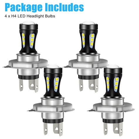 4x H4 9003 Hb2 Led Headlight Bulbs Conversion Kit High Low Beam 6500k