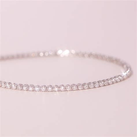 One OClock Brilliant Cut White Diamond Tennis Bracelet In 14K Gold