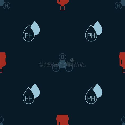 Set Big Bottle With Clean Water Chemical Formula H2o And Water Drop On Seamless Pattern Vector