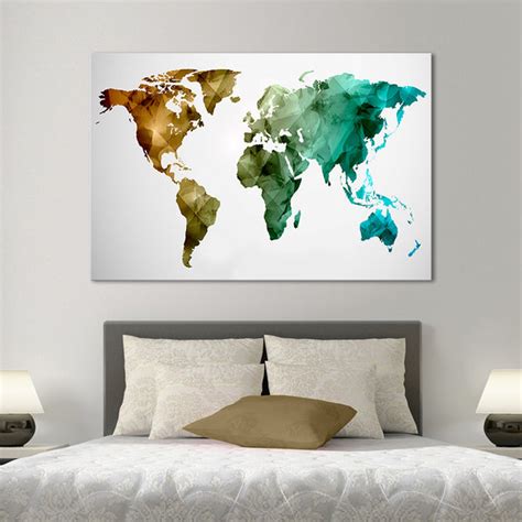 Modern Abstract World Map Multi Panel Canvas Wall Art | ElephantStock