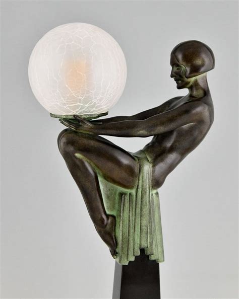 Pair Of Art Deco Style Table Lamp Seated Nude With Globe Max Le Verrier Enigma Art Deco