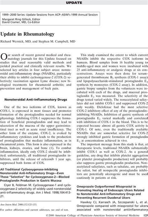 Update In Rheumatology Annals Of Internal Medicine