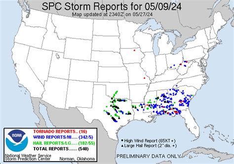 Storm Prediction Center 20240509's Storm Reports