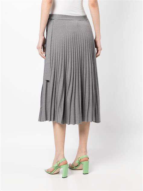 Phillip Lim Pleated Belted Skirt In Light Grey Melange Modesens