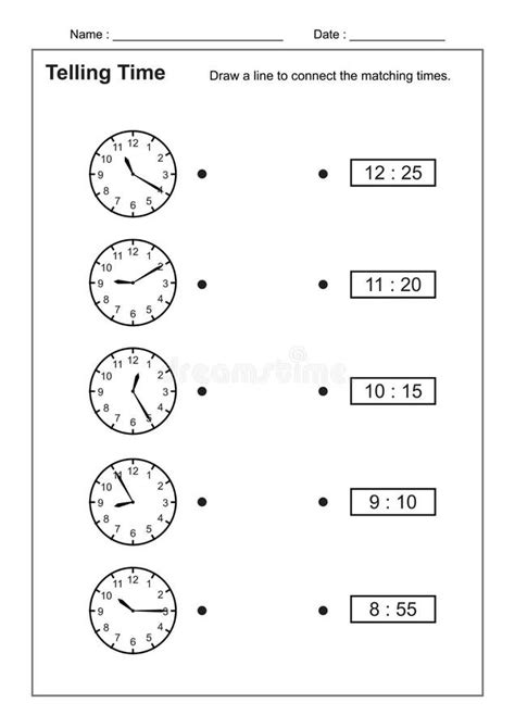 Telling Time Telling The Time Practice For Children Time Worksheets For