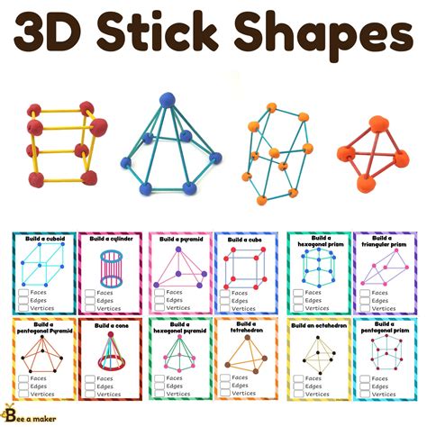 D Stick Shapes Stem Task Cards For Busy Bags Preschool Autism Home