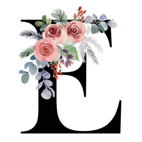 Premium Photo Floral Letter E With Christmas Flowers