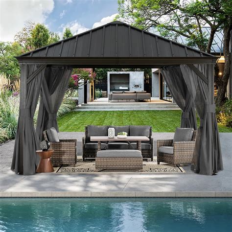 Abccanopy Hardtop Gazebo 12x12 Outdoor Metal Hard Top Gazebo Permanent