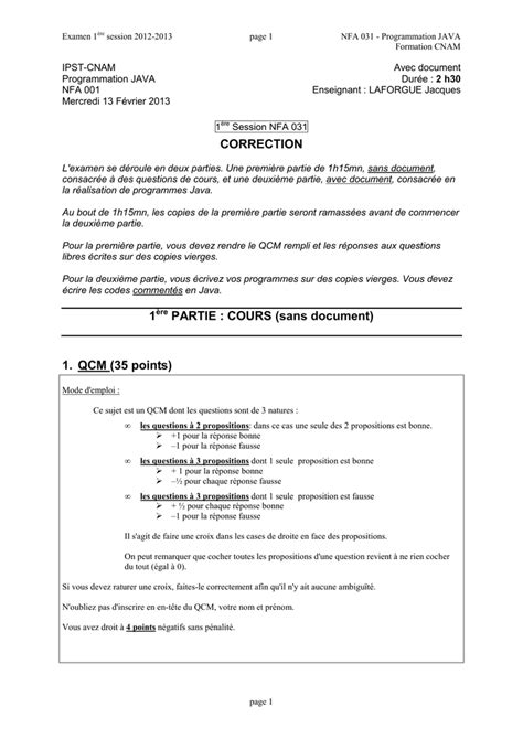 PDF Télécharger examen java avec correction Gratuit PDF PDFprof