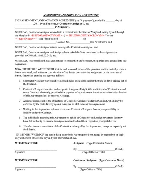 Fillable Online Assignment And Novation Agreement Sample ClausesLaw