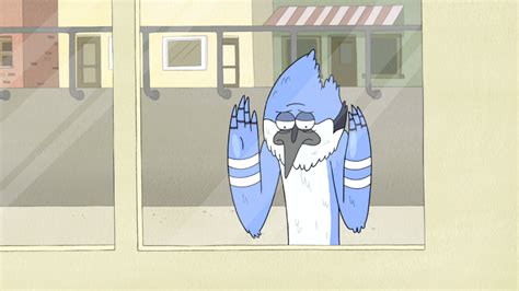 Image S5e01009 Mordecai Sadly Looking Through The Windowpng