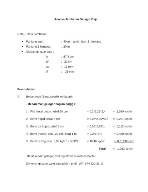 DOCX Perhitungan Jembatan Baja DOKUMEN TIPS