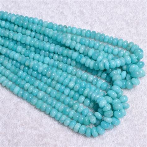 Peruvian Amazonite Smooth Rondelle Beads Shyama Gems