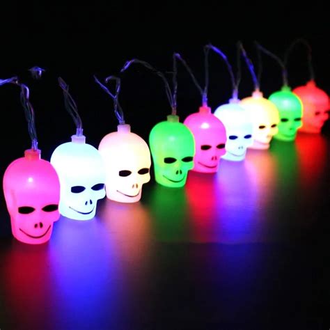 New Skull LED String Lights 3M 16pcs Skulls Halloween Decoration Lights ...