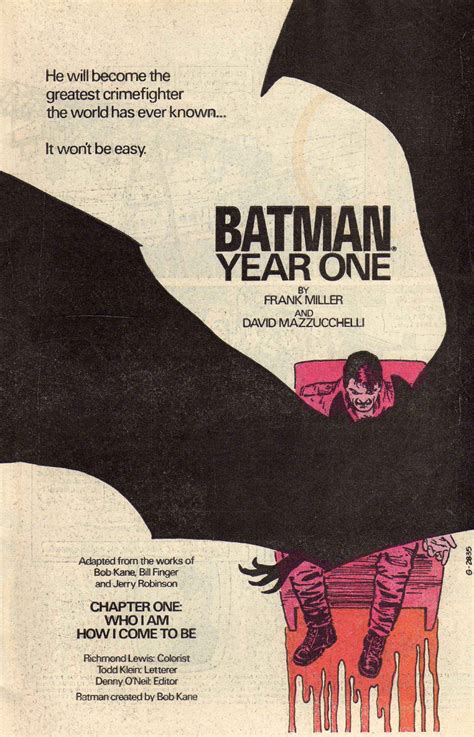 Dc Comics Of The S Batman Year One Chapter One