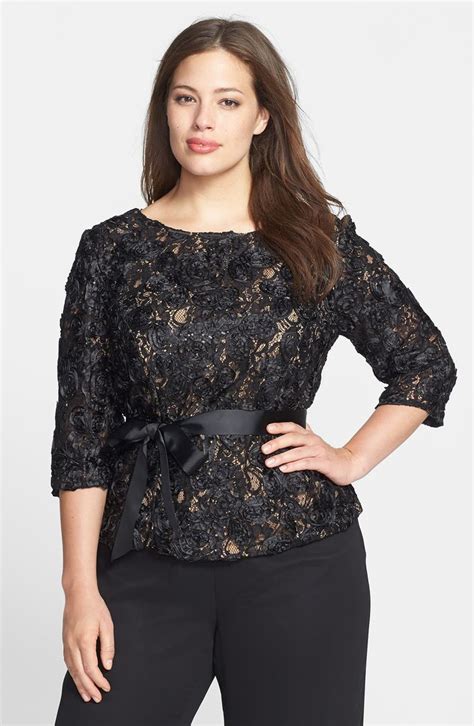 Alex Evenings Satin Rosette And Embellished Lace Top Plus Size Nordstrom