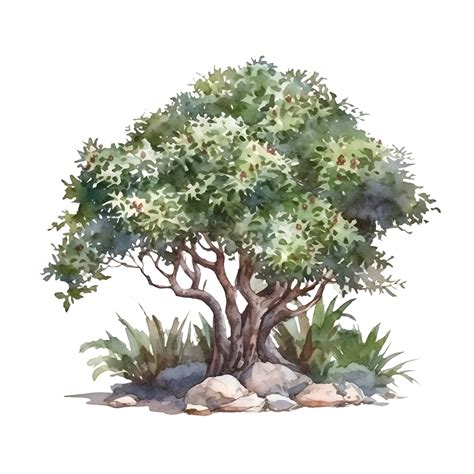 Watercolor Tree Clipart Aquarelle Drawing Tree Forest Bush Clipart