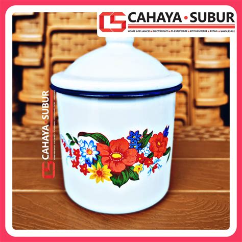 Jual Gelas Mug Tutup Enamel 10cm Motif Bunga Cangkir Tutup Jadul Kaleng