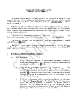 Fillable Online Graduate Medical Education Fellowship Agreement Fax