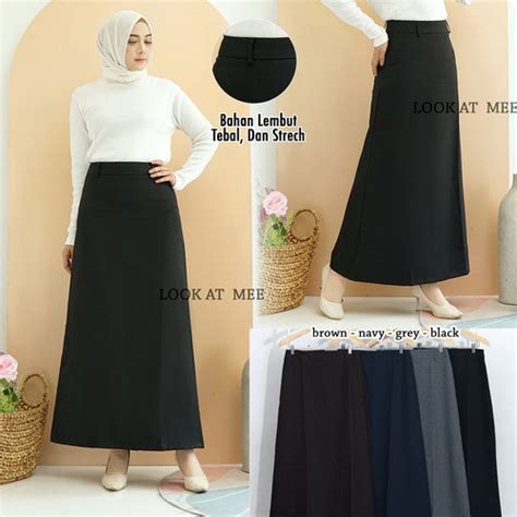 Promo Rok Kerja Panjang Hitam Rok A Line Bahan Mewah Formal Kantor