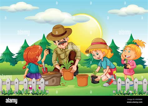 planting trees cartoon