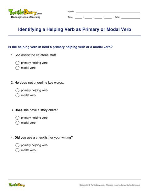 Identifying A Helping Verb As Primary Or Modal Verb Turtle Diary