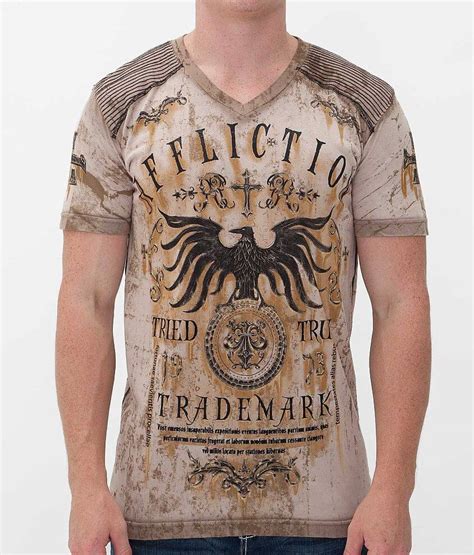 Affliction Tried T Shirt Mens T Shirts In Tobacco Seam Wash Buckle