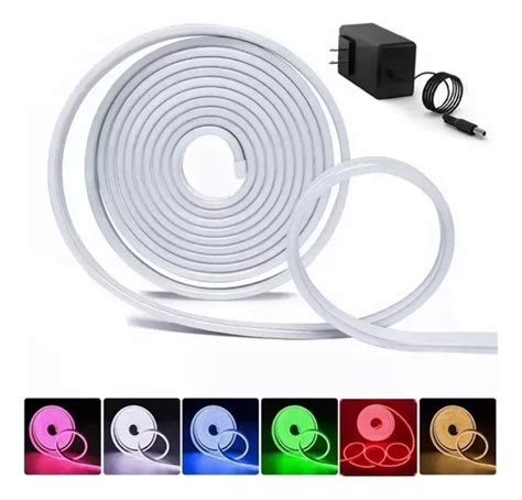 Tira Cinta Luz Led Neon 5 Metros Flexible Conector Corriente Cuotas