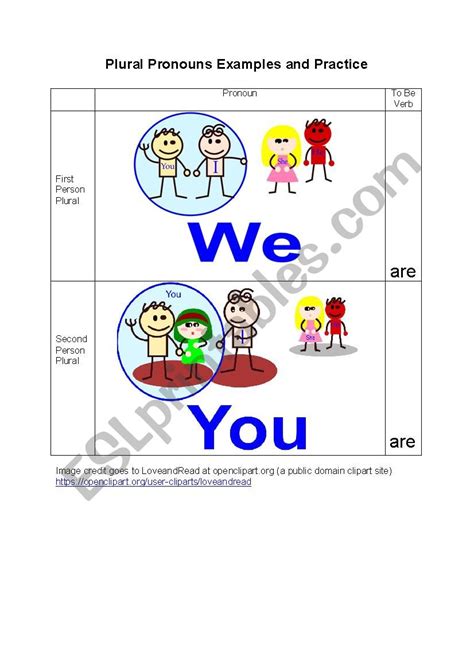 Plural Pronouns Examples Practice And Answer Key Esl Worksheet By Lunaluz524