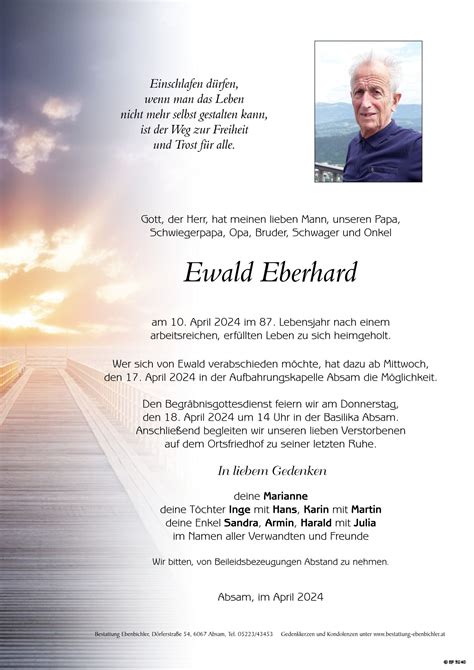 Ewald Eberhard Bestattung Ebenbichler