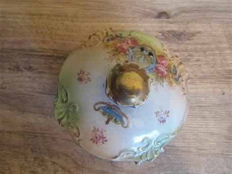 Antique Crown Devon Fieldings Stoke On Trent Multi Colour Sugar Bowl