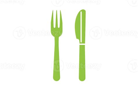 Verde Tenedor Y Cuchillo Icono En Un Transparente Antecedentes