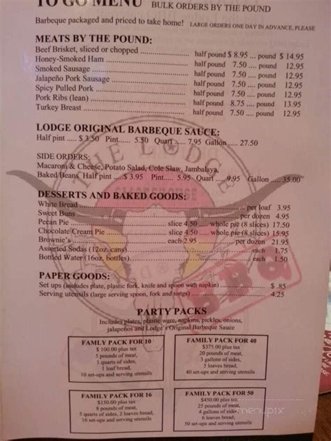 Online Menu Of The Lodge Texas Tavern And Bbq Stafford Tx