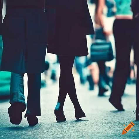 Closeup Of People Walking In A Busy Street On Craiyon