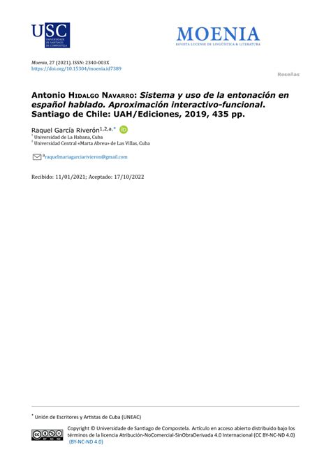 PDF Antonio Hidalgo Navarro Sistema y uso de la entonación en