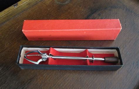 Ice Tongs With Wooden Handle In Box Vintage Japanese Mechanical Olive