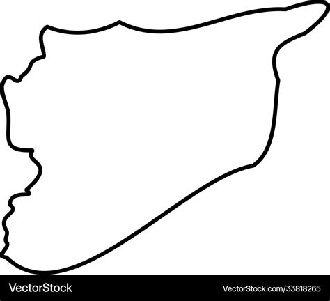 Syria Solid Black Outline Border Map Country Vector Image