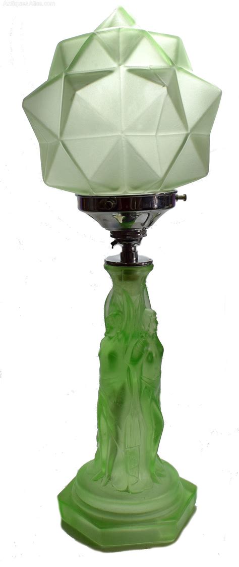 Antiques Atlas Art Deco Three Graces Uranium Glass Table Lamp