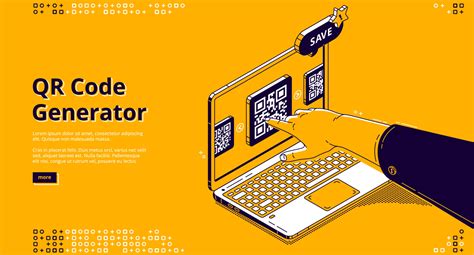 Qr code generator isometric landing page, banner 15117527 Vector Art at ...