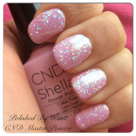 Cnd Shellac In Cake Pop And Lecente Glitter Pink Sparkly Nails