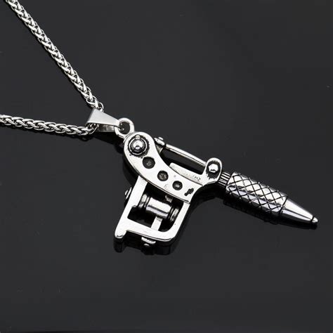 Wholesale Goofan Hiphop Tattoo Machine Pendant Necklace Stainless Steel