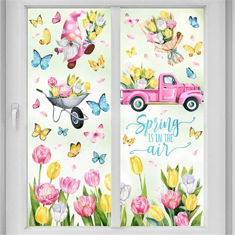 Amazon Hianjoo 109 PCS Spring Window Stickers 9 Sheets Window