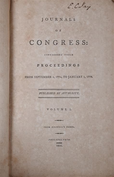 Lot Journals Of Congress Vol 3 1788 With Three Additional Volumes Of The 1800 Edition