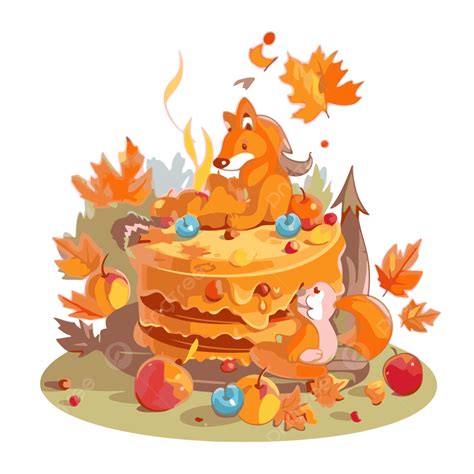 Cartoon Fall Birthday Cake PNG, Vector, PSD, and Clipart With ...