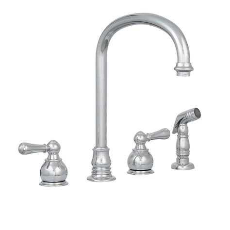 American Standard Hampton 2 Handle Standard Kitchen Faucet With Side Sprayer And Gooseneck Spout